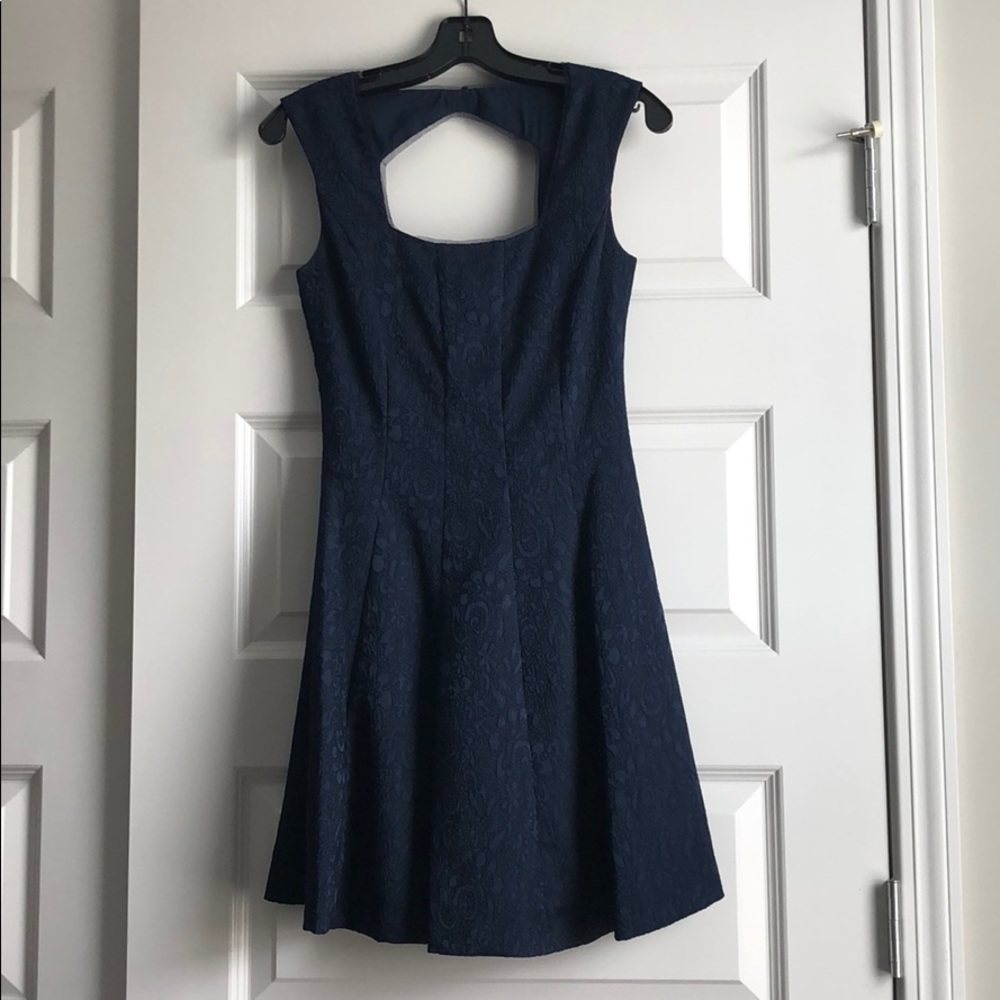 BCBG Navy Lacey Party Dress with Keyhole NWOT